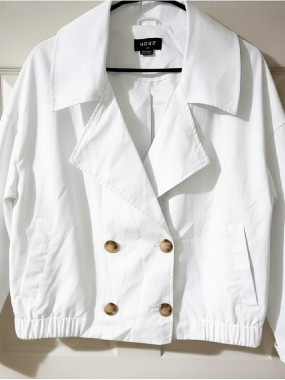 NOIZE Anji Short Length White Trenchcoat Blazer Jacket NWOT Cruelty-Free size: L